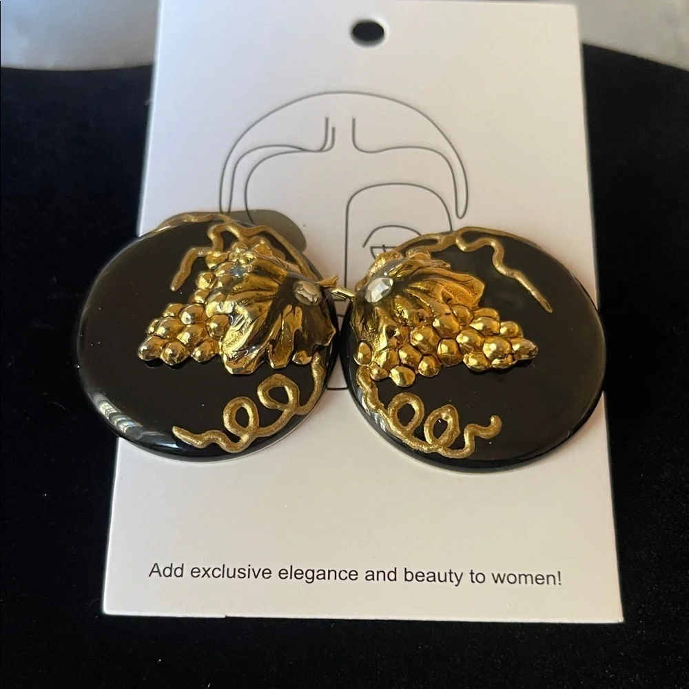 Elegant Black and Gold Earrings